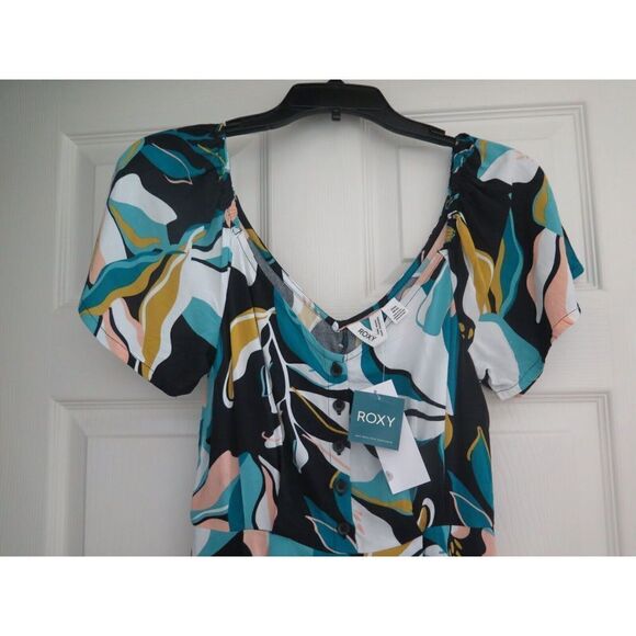 Roxy ARJWD03396 Women's Sz Small Anthracite Paradiso "Shimmy Over" Woven Dress - Picture 9 of 12